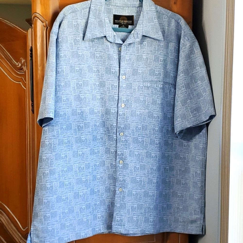 Mens,‎ fabulous short sleeves shirt by Weatherproof. Blue design size XL.…